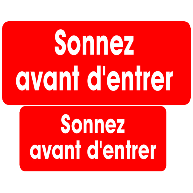 Série sonnez avant d'entrer rouge (9x4cm et 7x3cm) -Sticker / autocol