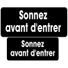 Série sonnez avant d'entrer noir (9x4cm et 7x3cm) -Sticker / autocoll