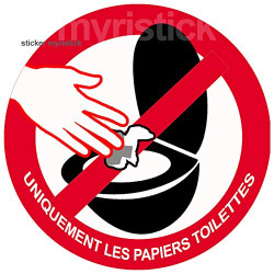 ne rien jeter hors papier toilettes dans les WC - 20cm - Autocollant(sticker)