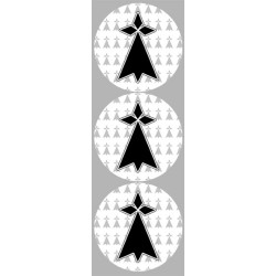 Drapeau Bretagne Hermine (3 fois 9cm) - Sticker/autocollant