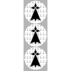 Drapeau Bretagne hermine (3 fois 9cm) -  Sticker/autocollant