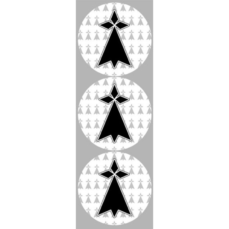 Drapeau Bretagne Hermine (3 fois 9cm) - Sticker/autocollant