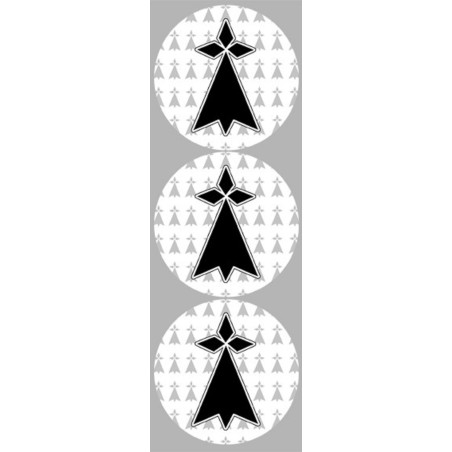 Drapeau Bretagne Hermine (3 fois 9cm) - Sticker/autocollant