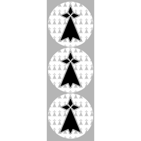 Drapeau Bretagne hermine (3 fois 9cm) -  Sticker/autocollant
