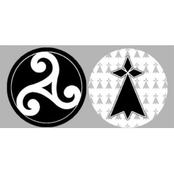 Bretagne triskèle et Hermine (2 fois 9cm) -  Sticker/autocollant