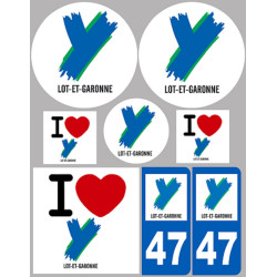 Département 47 le Lot et Garonne (8 autocollants variés) - Autocollant(sticker)
