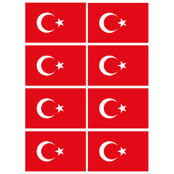 Drapeau Turquie (8 fois 9.5x6.3cm) - Sticker/autocollant