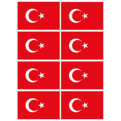 Drapeau Turquie (8 fois 9.5x6.3cm) - Autocollant(sticker)
