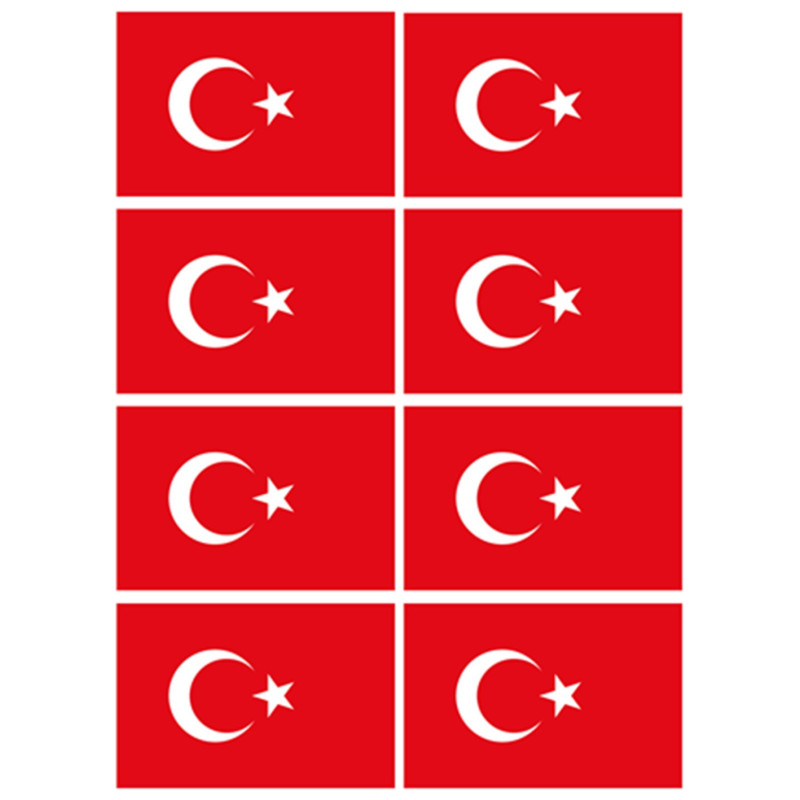 Drapeau Turquie (8 fois 9.5x6.3cm) - Sticker/autocollant