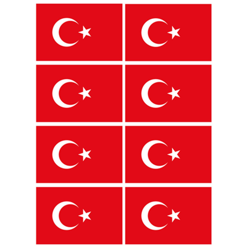 Drapeau Turquie (8 fois 9.5x6.3cm) - Autocollant(sticker)