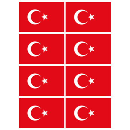 Drapeau Turquie (8 fois 9.5x6.3cm) - Sticker/autocollant
