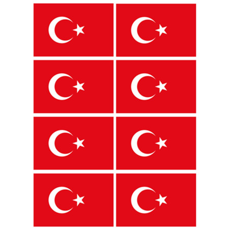 Drapeau Turquie (8 fois 9.5x6.3cm) - Autocollant(sticker)