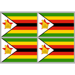 Drapeau Zimbabwe (4 fois9.5x6.3 cm) - Sticker/autocollant