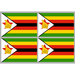 Drapeau Zimbabwe (4 fois9.5x6.3 cm) - Autocollant(sticker)
