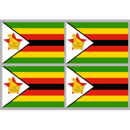 Drapeau Zimbabwe (4 fois9.5x6.3 cm) - Sticker/autocollant