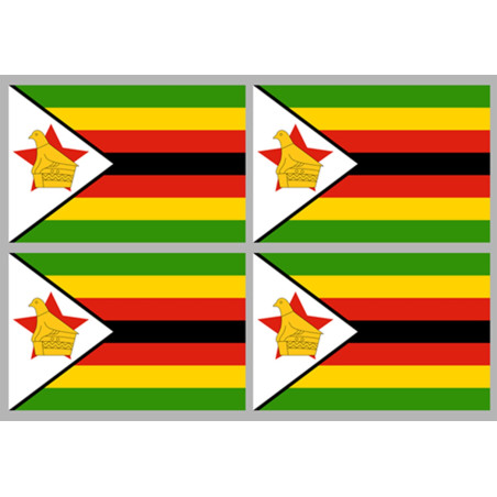 Drapeau Zimbabwe (4 fois9.5x6.3 cm) - Autocollant(sticker)