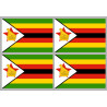 Drapeau Zimbabwe (4 fois9.5x6.3 cm) - Sticker/autocollant