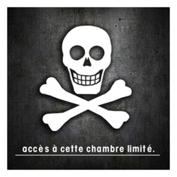 Autocollant (sticker): accès chambre tête de mort (20x20cm)