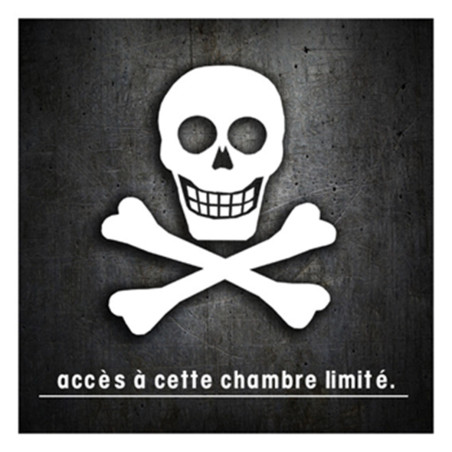 Autocollant (sticker): accès chambre tête de mort (20x20cm)