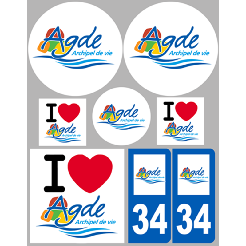 Agde (8 autocollants variés) - Autocollant(sticker)