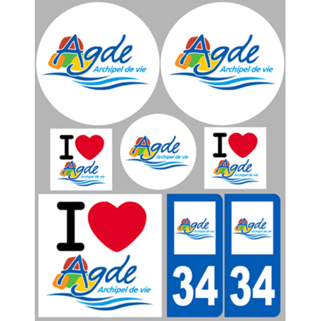 Agde (8 autocollants variés) - Autocollant(sticker)