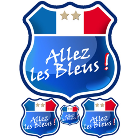 Allez les bleus 2 étoiles - kit 4 pièces - Autocollant(sticker)