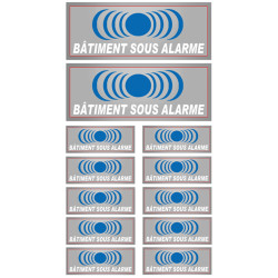 Bâtiment sous protection (2 fois 15x6cm / 10 fois 7x2.5cm) - Autocollant(sticker)