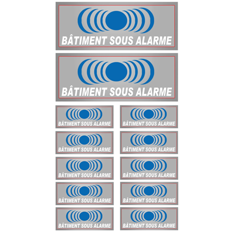 Bâtiment sous protection (2 fois 15x6cm / 10 fois 7x2.5cm) - Autocollant(sticker)