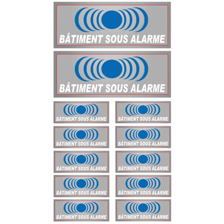 Bâtiment sous protection (2 fois 15x6cm / 10 fois 7x2.5cm) - Autocollant(sticker)