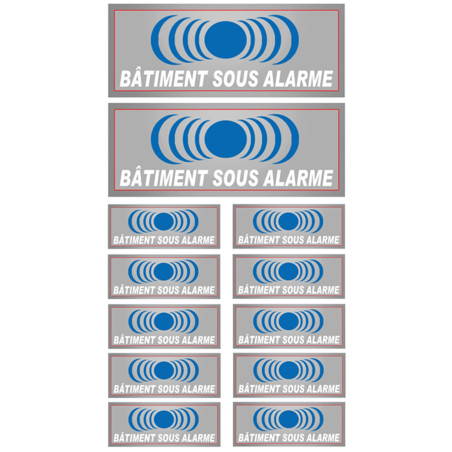 Bâtiment sous protection (2 fois 15x6cm / 10 fois 7x2.5cm) - Autocollant(sticker)