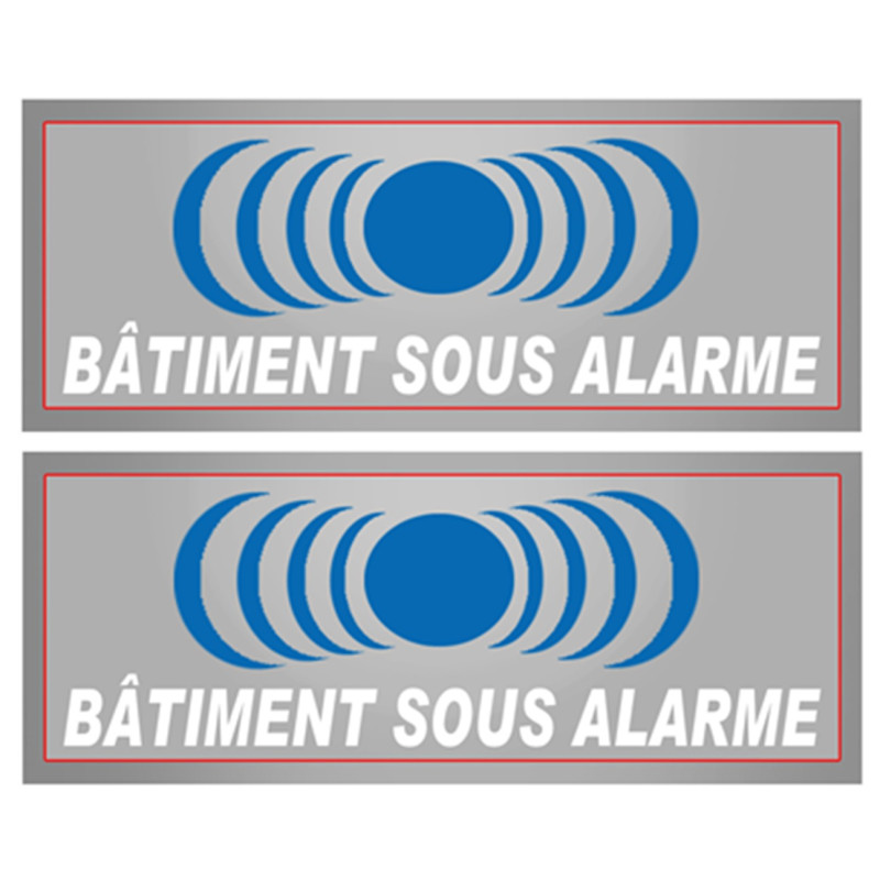 Bâtiment sous protection (2 fois 15x6cm) - Autocollant(sticker)