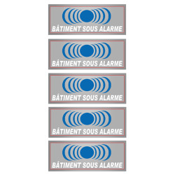 Bâtiment sous protection (5 fois 7x2.5cm) - Autocollant(sticker)