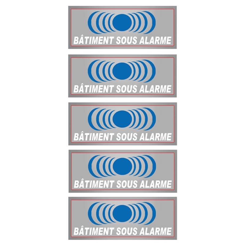 Bâtiment sous protection (5 fois 7x2.5cm) - Autocollant(sticker)