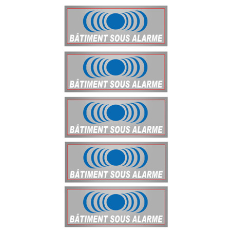 Bâtiment sous protection (5 fois 7x2.5cm) - Autocollant(sticker)
