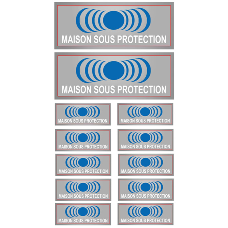 Maison sous protection (2 fois 15x6cm & 10 fois 7x2.5cm) - Autocollant(sticker)