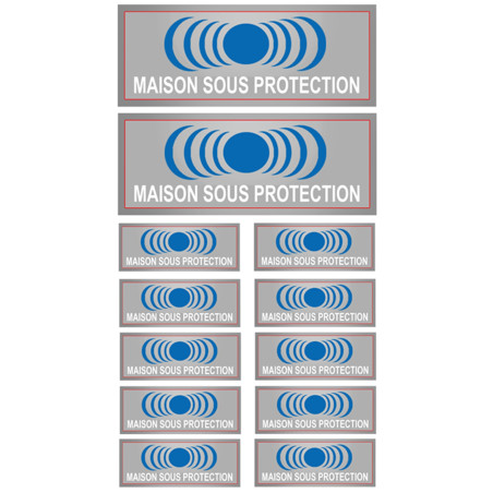 Maison sous protection (2 fois 15x6cm & 10 fois 7x2.5cm) - Autocollant(sticker)