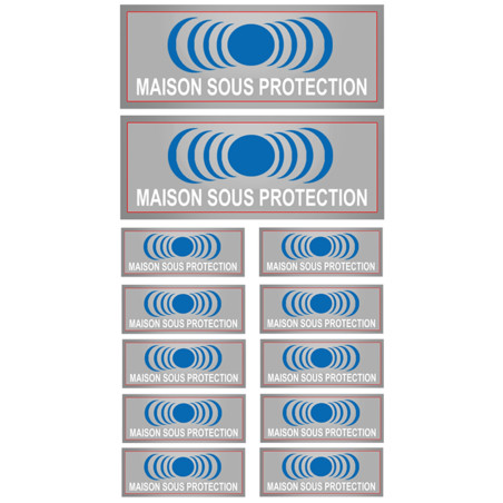 Maison sous protection (2 fois 15x6cm & 10 fois 7x2.5cm) - Autocollant(sticker)