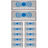 maison sous protection - 2 stickers de 15x6cm / 10 stickers de 7x2.5cm - Autocollant(sticker)