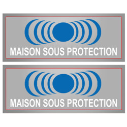 maison sous protection - 2 stickers de 15x6cm - Autocollant(sticker)