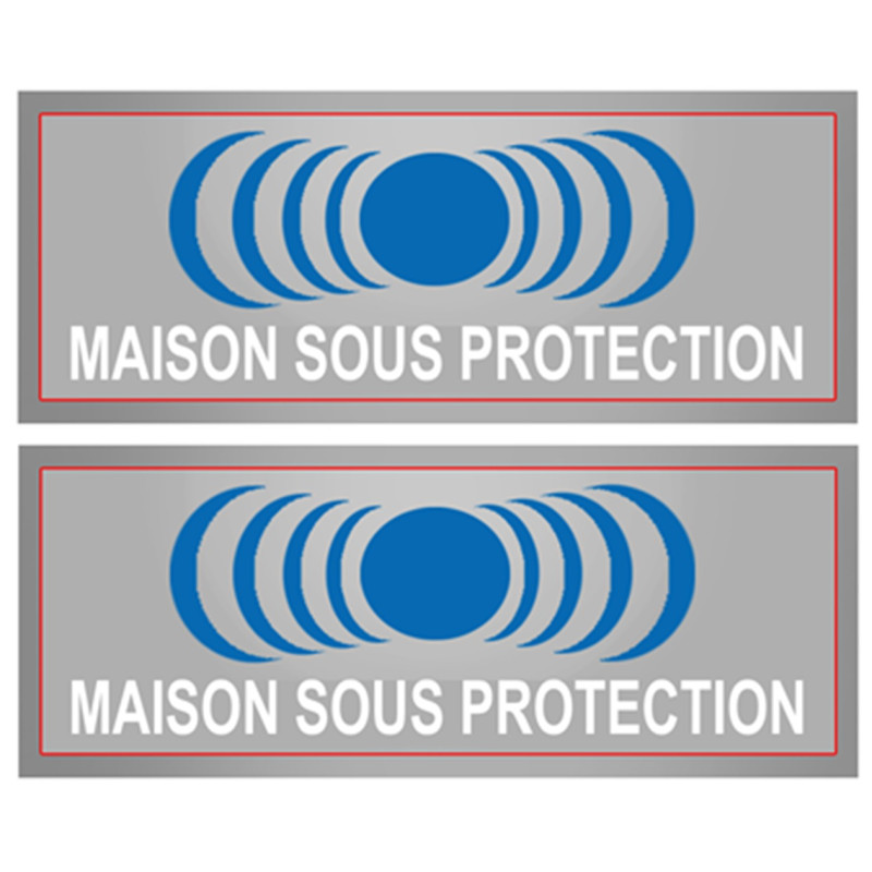 Maison sous protection (2 fois 15x6cm) - Autocollant(sticker)