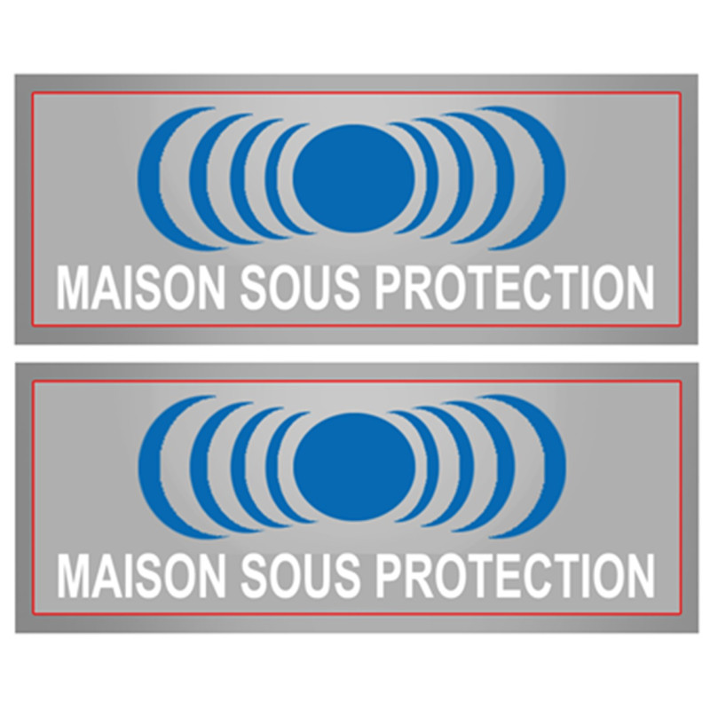 maison sous protection - 2 stickers de 15x6cm - Autocollant(sticker)