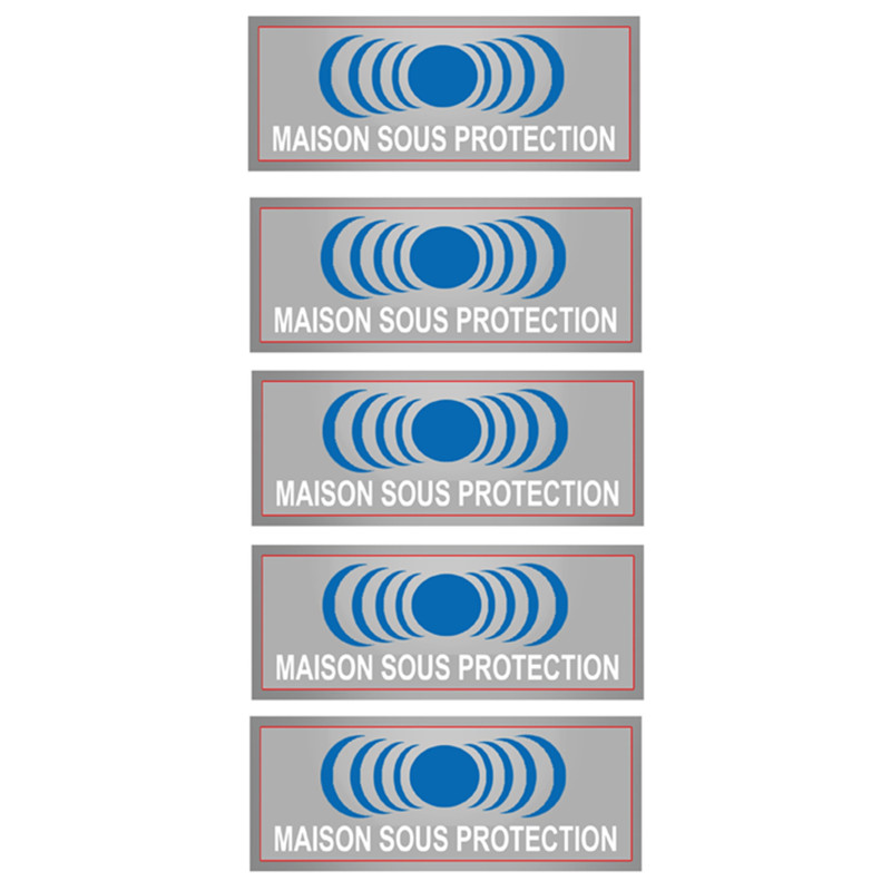 Maison sous protection (5 fois 7x2.5cm) - Autocollant(sticker)