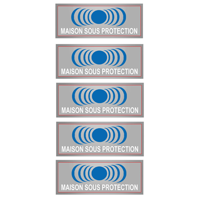 Maison sous protection (5 fois 7x2.5cm) - Autocollant(sticker)