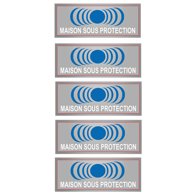 maison sous protection - 5 stickers de 7x2.5cm - Autocollant(sticker)