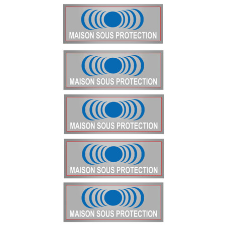 Maison sous protection (5 fois 7x2.5cm) - Autocollant(sticker)