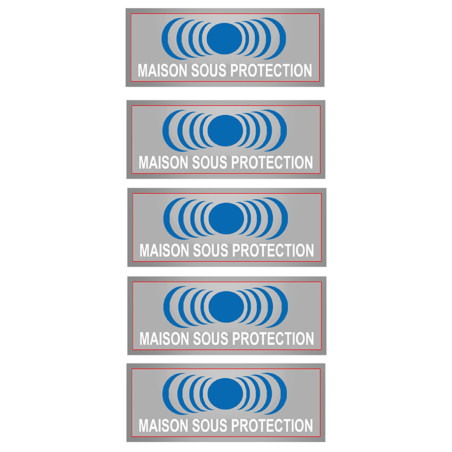 Maison sous protection (5 fois 7x2.5cm) - Autocollant(sticker)