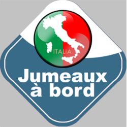 bébé à bord jumeaux d'origine Italienne - 15x15cm - Sticker/autocol