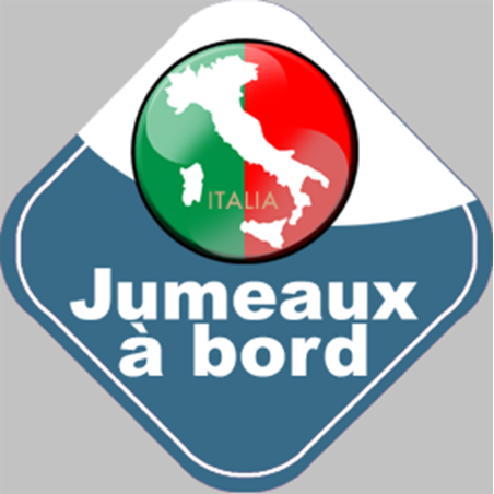 bébé à bord jumeaux d'origine Italienne - 15x15cm - Sticker/autocol