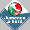 bébé à bord jumeaux d'origine Italienne - 15x15cm - Sticker/autocol