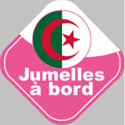 bébé à bord jumelles d'origine Algérienne - 15x15cm - Autocollant(sticker)